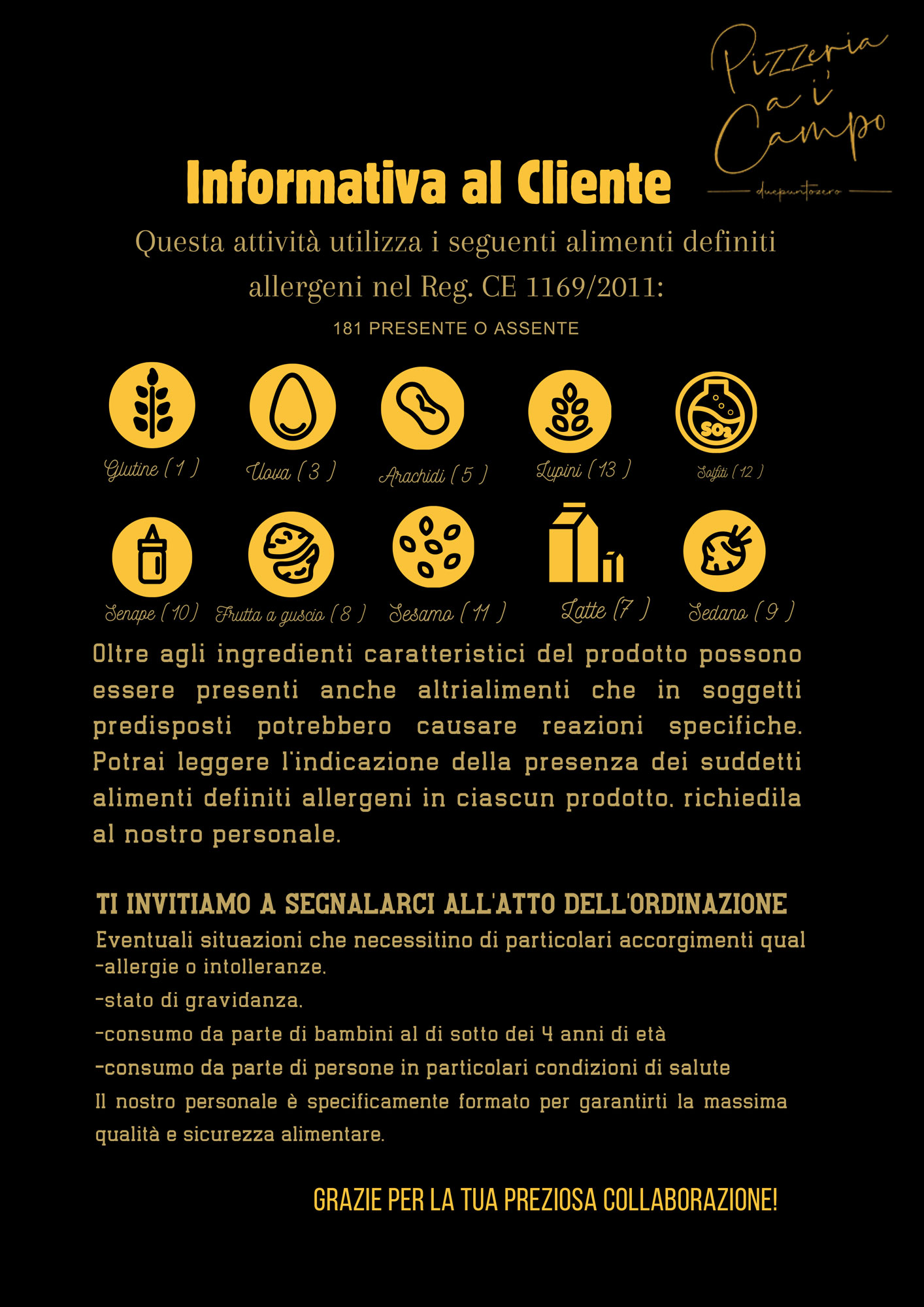 Menù Pizzeria Ai' Campo - Pizza a Limite, Empoli, Vinci, Montelupo