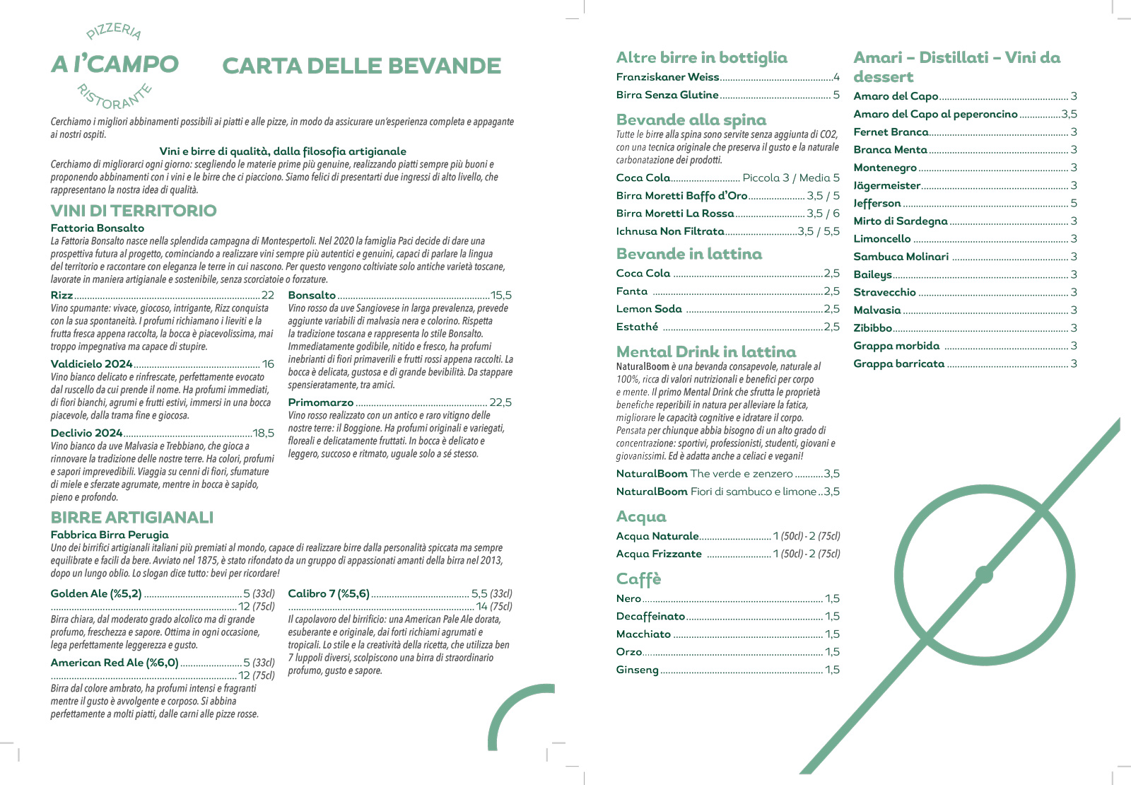 Menù Pizzeria Ai' Campo - Pizza a Limite, Empoli, Vinci, Montelupo